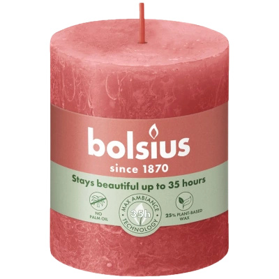 Bolsius rustieke boomstam kandelaar Rustic Shine 80/68 mm - Bloesem Roze