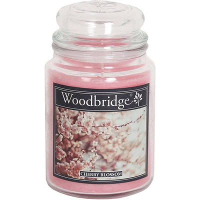 Grande bougie parfumée dans un pot en verre à deux mèches Cherry Blossom Woodbridge Candle 565 g