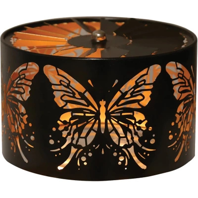 Drehbarer Metall Schmetterling Kerzenhalter Big Butterfly Schwarz und Gold Woodbridge