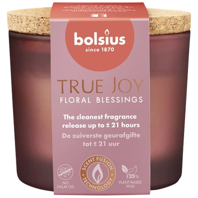 Bolsius True Joy střední skleněná vonná svíčka 66/83 mm - Floral Blessings