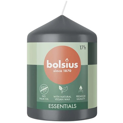 Bolsius solid pillar trunk candle unscented 80/58 mm Essentials - Stormy Grey Stormy Grey