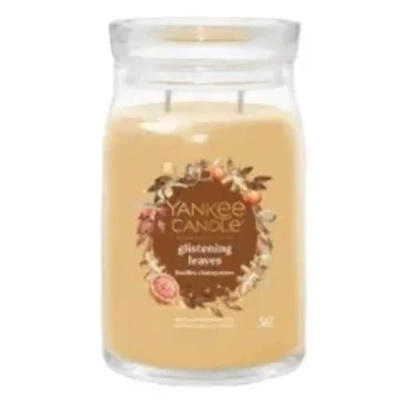 Yankee Candle Signature große Herbst-Duftkerze im Glas 567g - Glistening Leaves Flickering Leaves