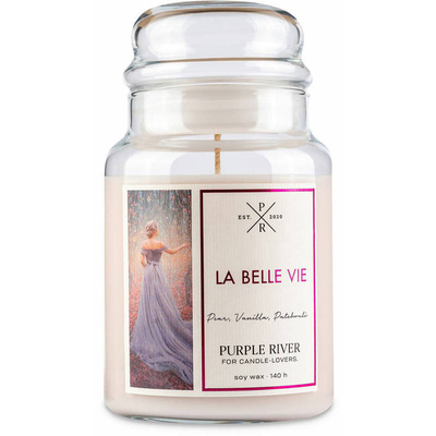 Grande bougie parfumée au soja dans en verre féminin La Belle Vie Purple River 623 g