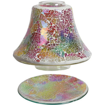 Ensemble abat-jour et support pour bougie Rainbow Crackle Woodbridge Candle