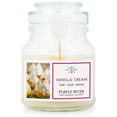 Bougie parfumée de soja dans en verre Vanilla Cream Purple River 623 g