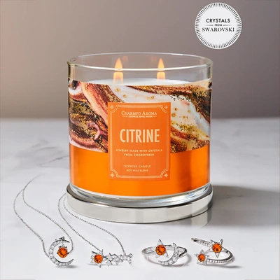 Žvakė su papuošalais Charmed Aroma 340 g Swarovski karoliai - Citrinas