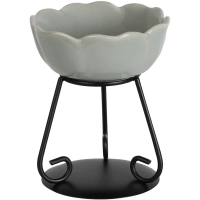 Duftkamin für Wachsöl Glas grau Woodbridge Flower Grey 11 cm