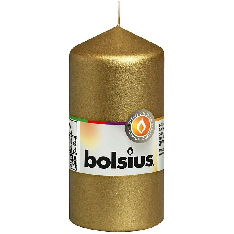 Pillar block candle Bolsius 12 cm 120/58 mm - Gold