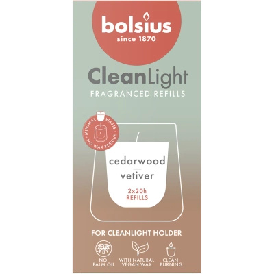 Bolsius kvapiųjų žvakių užpildų rinkinys iš 2 vnt. CleanLight - Cedarwood Vetiver