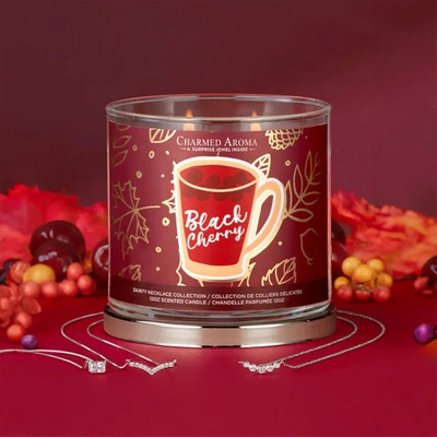 Svíčka se šperky Charmed Aroma sojová vonná Náhrdelník – Třešeň Black Cherry