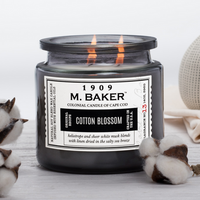 Colonial Candle M Baker grande bougie parfumée au soja pot d'apothicaire 14 oz 396 g - Cotton Blossom