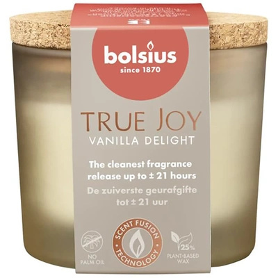 Bolsius True Joy Vanilla střední skleněná vonná svíčka 66/83 mm - Delight