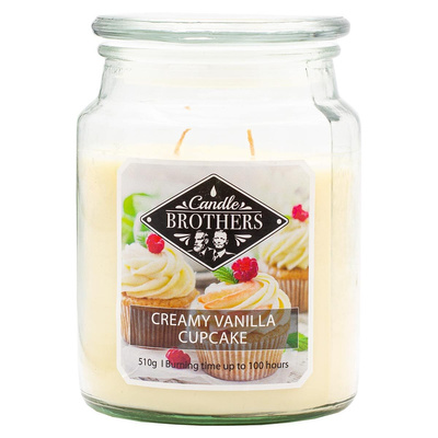 Candela grande profumata alla vaniglia in vetro Creamy Vanilla Cupcake Candle Brothers 510 g