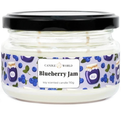 Candle World soja geurkaars pot Blueberry Jam 110 g Bosbessen