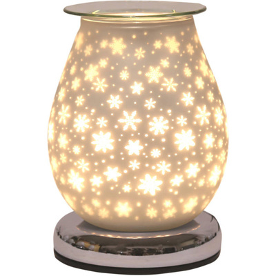 Bruciatore elettrico per aromi per cere con illuminazione a LED vetro satinato Satin Snowflakes