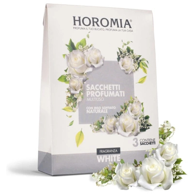 Sada vrecúšok s vôňou do šatníka taliansky premium White Horomia 3 ks. x 12 g