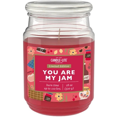 Grande bougie parfumée fraise en verre You Are My Jam Candle-lite 510 g