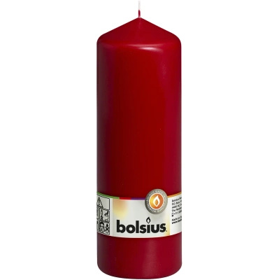 Bolsius solid pillar trunk candle unscented 20 cm 200/68 mm - Maroon