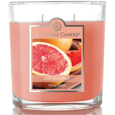 Bougie de soja parfumée en verre ovale 2 mèches pamplemousse Pink Grapefruit Colonial Candle 269 g