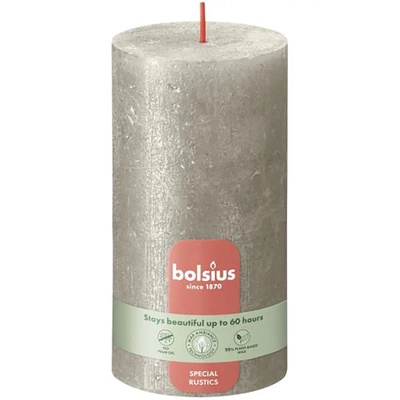 Bolsius Rustic Shimmer trunk lump candle rustic metallized unscented 13 cm 130/68 mm - Champagne Champagne