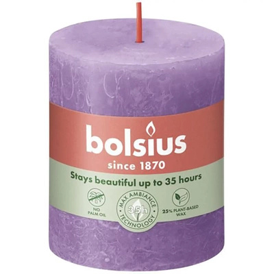 Bolsius Fialová svíčka v rustikálním stylu Rustic Shine 80/68 mm - Vibrant Violet