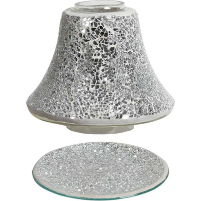 Ensemble abat-jour et support pour bougie Silver Crackle Woodbridge Candle