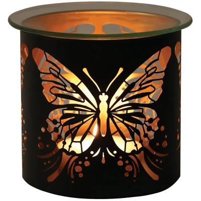 Metall-Duftkamin für Ölwachs und Kerzenhalter 2in1 Big Butterfly Black And Gold Woodbridge