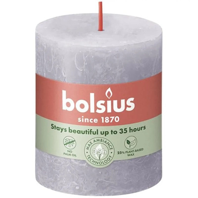 Bolsius solid trunk candle rustic pillar Rustic Shine 80/68 mm 8 cm - Matte Frosted Lavender