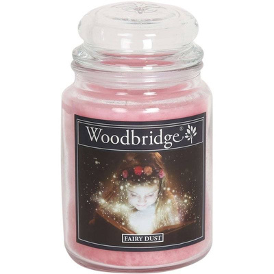 Grande bougie parfumée dans un pot en verre à deux mèches Fairy Dust Woodbridge Candle 565 g