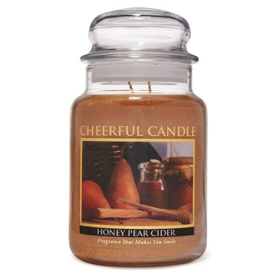 Cheerful Candle grote geurkaars in glazen pot 2 lonten 24 oz 680 g - Honey Pear Cider