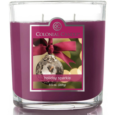 Świąteczna świeca zapachowa sojowa w owalnym szkle 2 knoty Holiday Sparkle Colonial Candle 269 g