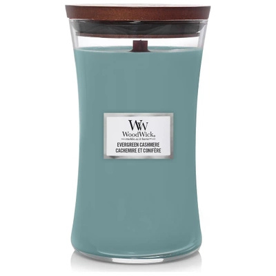 WoodWick large scented candle with wooden wick 21.5 oz 610 g - Evergreen Cashmere