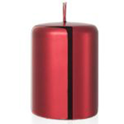 Bougie pilier décorative métallisée rouge 100/70 mm FEM Candles