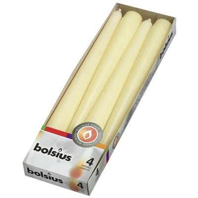 Bolsius Dinner Candle traditional spike candle for candle holders 245/24 mm 4 pcs - Cream