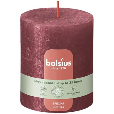 Bolsius Rustic Shimmer boomstamkaars rustiek gemetalliseerd ongeparfumeerd 8 cm 80/68 mm - Rood Rood