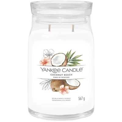 Yankee Candle Signature velká svíčka s vůní kokosu ve skleněné dóze 567 g - Coconut Beach