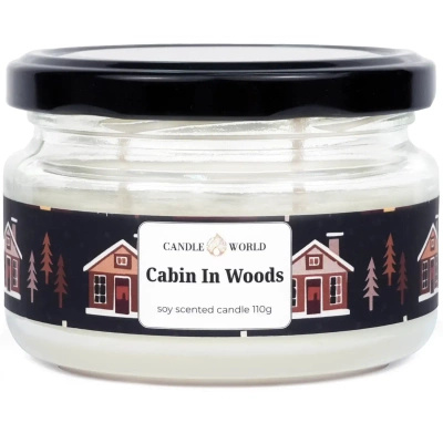 Candle World sojos kvapo žvakės indelis Cabin In Woods 110 g Wood Moss