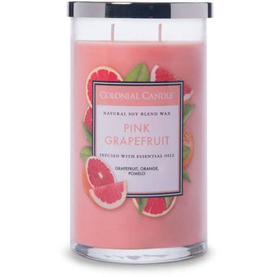 Colonial Candle Klassische große Duftkerze aus Sojabohnen im Tumbler-Glas 19 oz 538 g - Pink Grapefruit