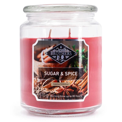 Grote kaneelgeurkaars in glas Sugar Spice 510g Candle Brothers