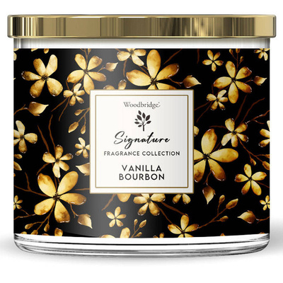 Candela grande profumata alla vaniglia in vetro con tre stoppini Vanilla Bourbon Woodbridge Candle 410 g