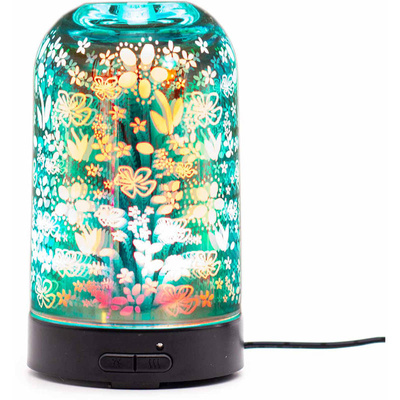 Diffuseur d'arômes ultrasonique en verre argenté, pour aromathérapie, étoiles colorées éclairage LED 3D 24 cm Aroma Dream Stars