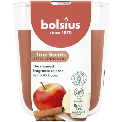 Bolsius True Scents kvapnioji stiklinė žvakė 97/83 mm - Obuolys ir cinamonas Apple & Cinnamon