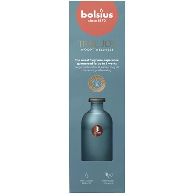Bolsius kvepalų lazdelės difuzorius 80 ml True Joy stikle - Woody Wellness