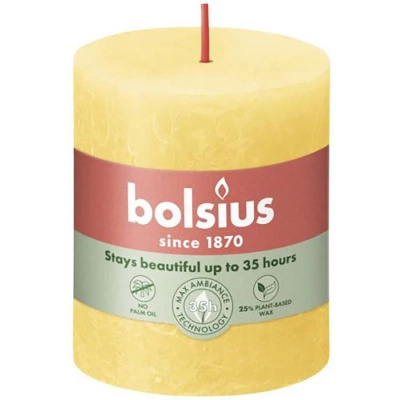 Bolsius rustikální kmenová svíčka Rustic Shine 80/68 mm - Slunečně žlutá