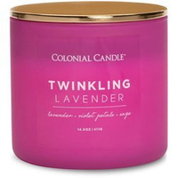 Colonial Candle Pop Of Color soy scented candle in glass 3 wicks 14.5 oz 411 g - Twinkling Lavender
