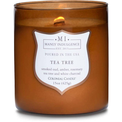 Pánská sojová vonná svíčka dřevěný knot Colonial Candle - Tea Tree