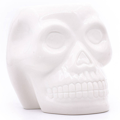 Brûleur parfumé en céramique blanche pour cire et huile Halloween Candle Brothers Skull