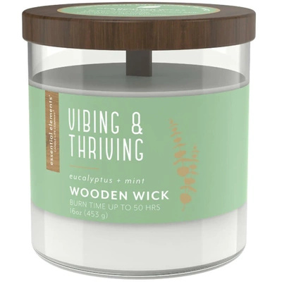 Duża świeca zapachowa do aromaterapii w szkle z drewnianym knotem Vibing Thriving Candle-lite 454 g