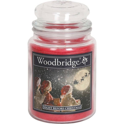 Grande bougie parfumée de Noël dans un pot en verre avec deux mèches Night Before Christmas Woodbridge Candle 565 g