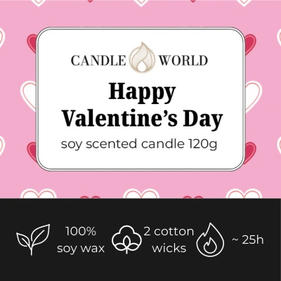 Candle World vela perfumada de soja tarro san valentín Happy Valentine’s Day 120 g